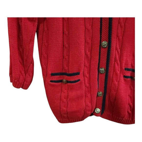 Vintage Jantzen Cableknit V-neck Grandpa Cardigan Sweater in Red Women's Large - Picture 3 of 6